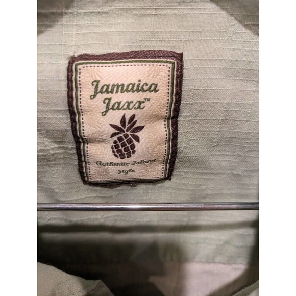 Jamaica‎ Jaxx Shirt Mens Medium Hawaiian Green Floral 100% Silk Button Up - Picture 4 of 4
